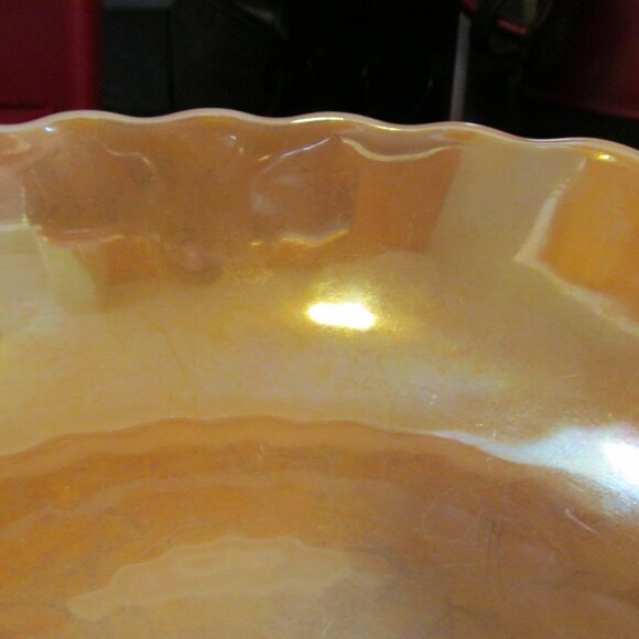 Vintage Anchor Hocking Iridescent Orange Bubble Glass Bowl 8.25" Fantastic Cond - Picture 7 of 14